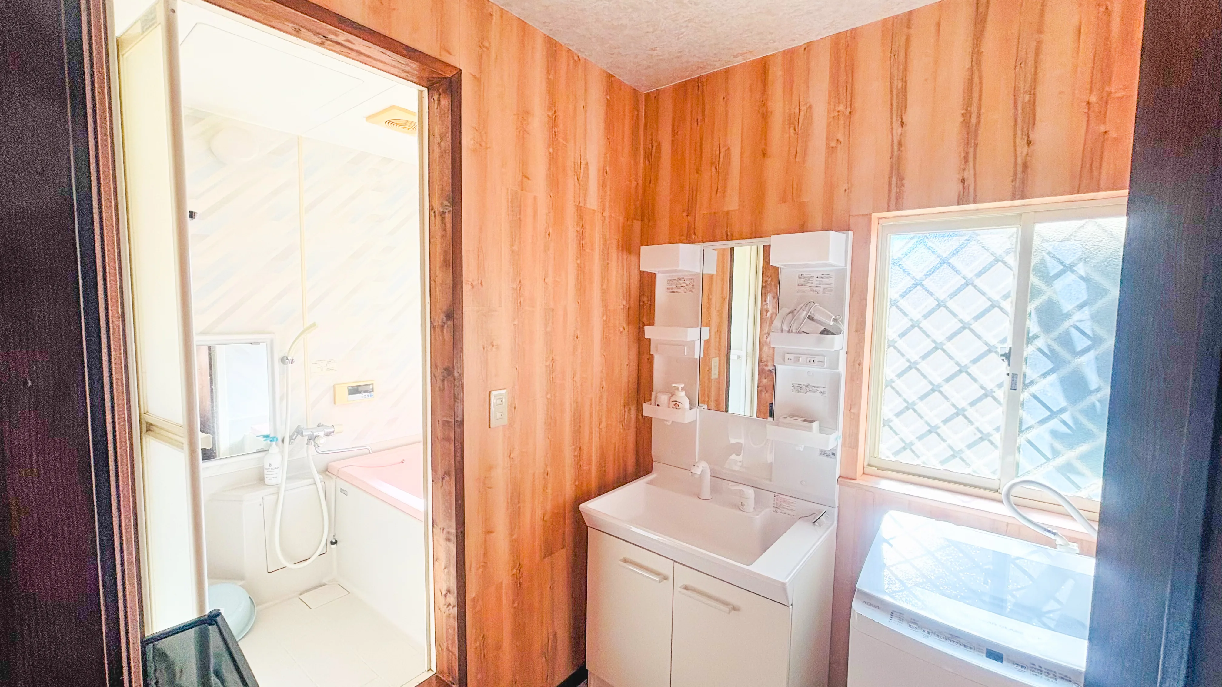 Bathroom vanity — SORA Blue House private rental Japan