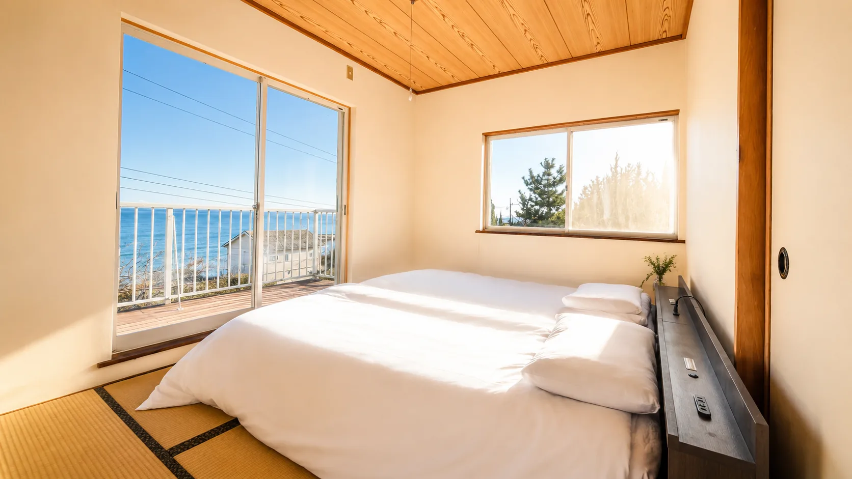 White tatami bedroom — private entire home rental Japan