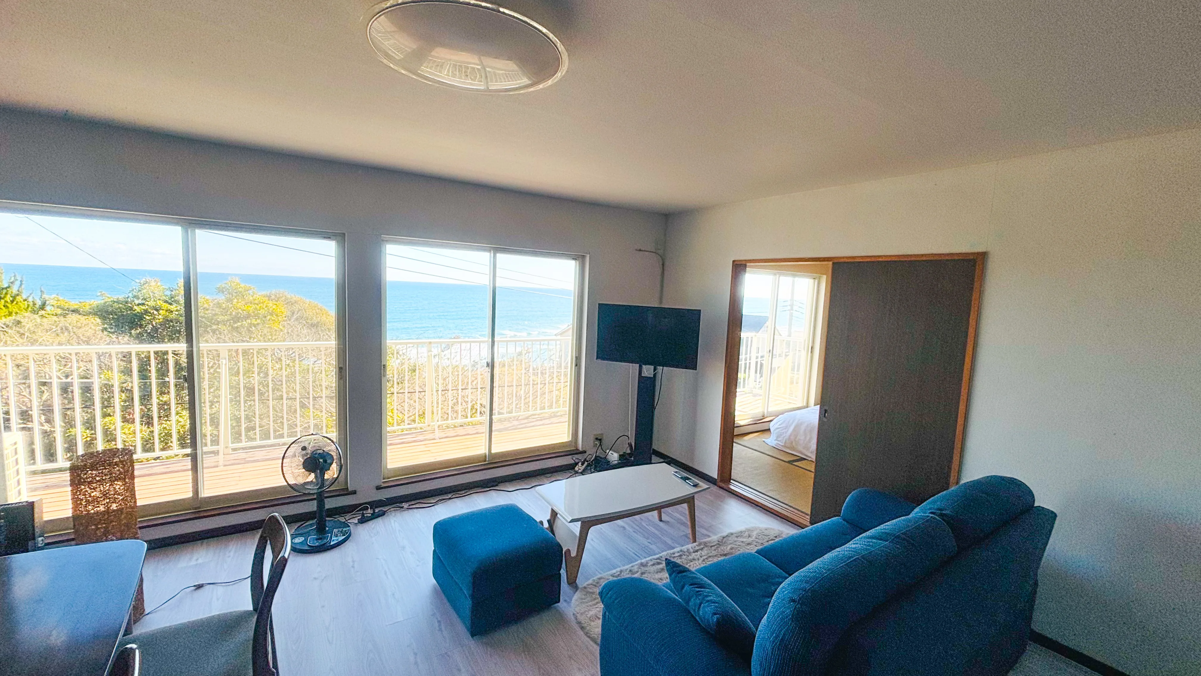 Ocean-view living room — private vacation home on Japan's Pacific Coast